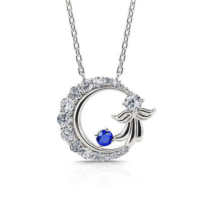 Jeulia "Serene Angel" Crescent Moon Sterling Silver Necklace