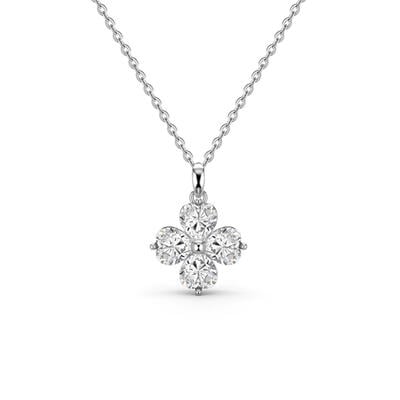 Jeulia "Sparkling Dream" Four Leaf Clover Design Heart Cut Sterling Silver Necklace