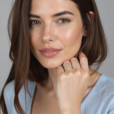 "Lumière" Emerald Cut Cluster Side Stone Engagement Ring