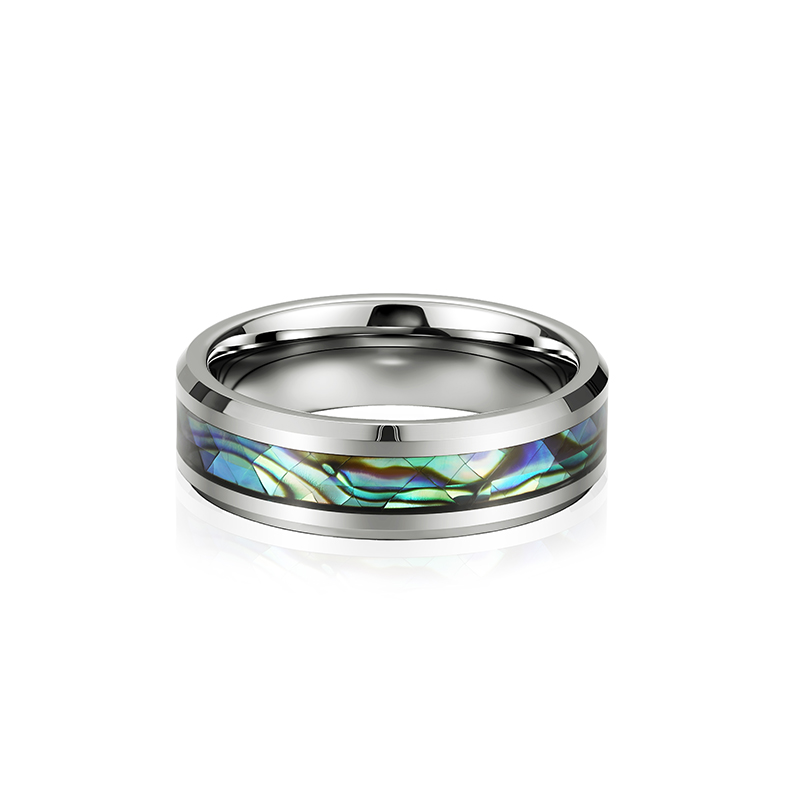 Jeulia Herren Ring Abalone Muschel Einlage Effekt Wolfram