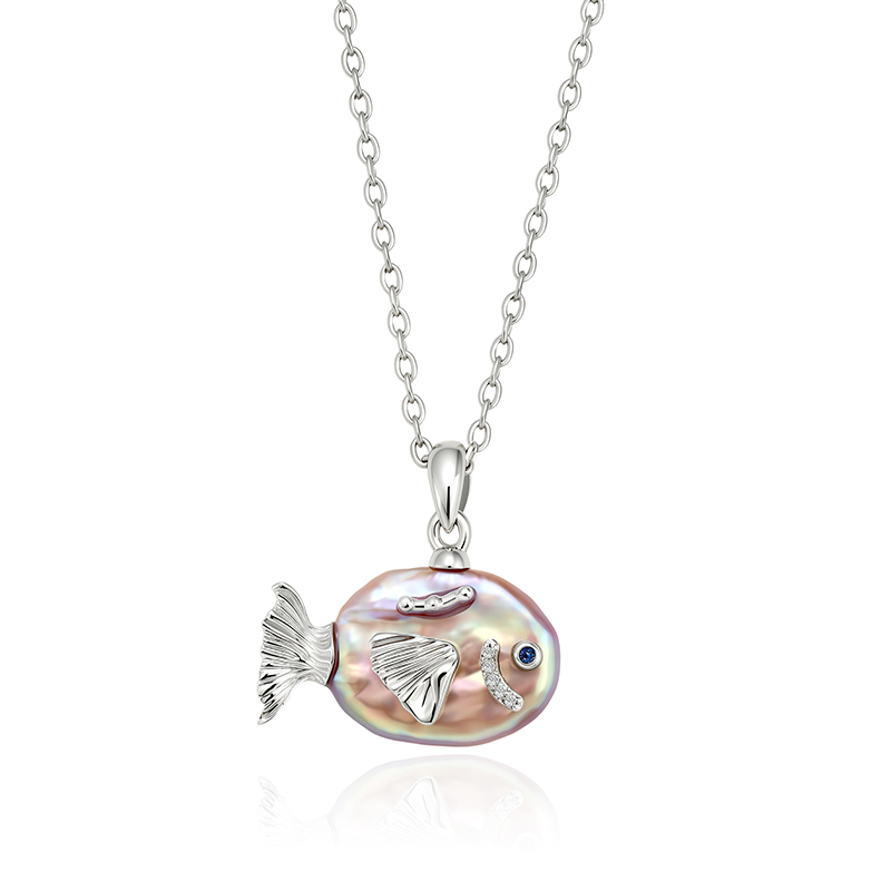 Jeulia Collier Poisson en Perles Baroques en Argent Sterling