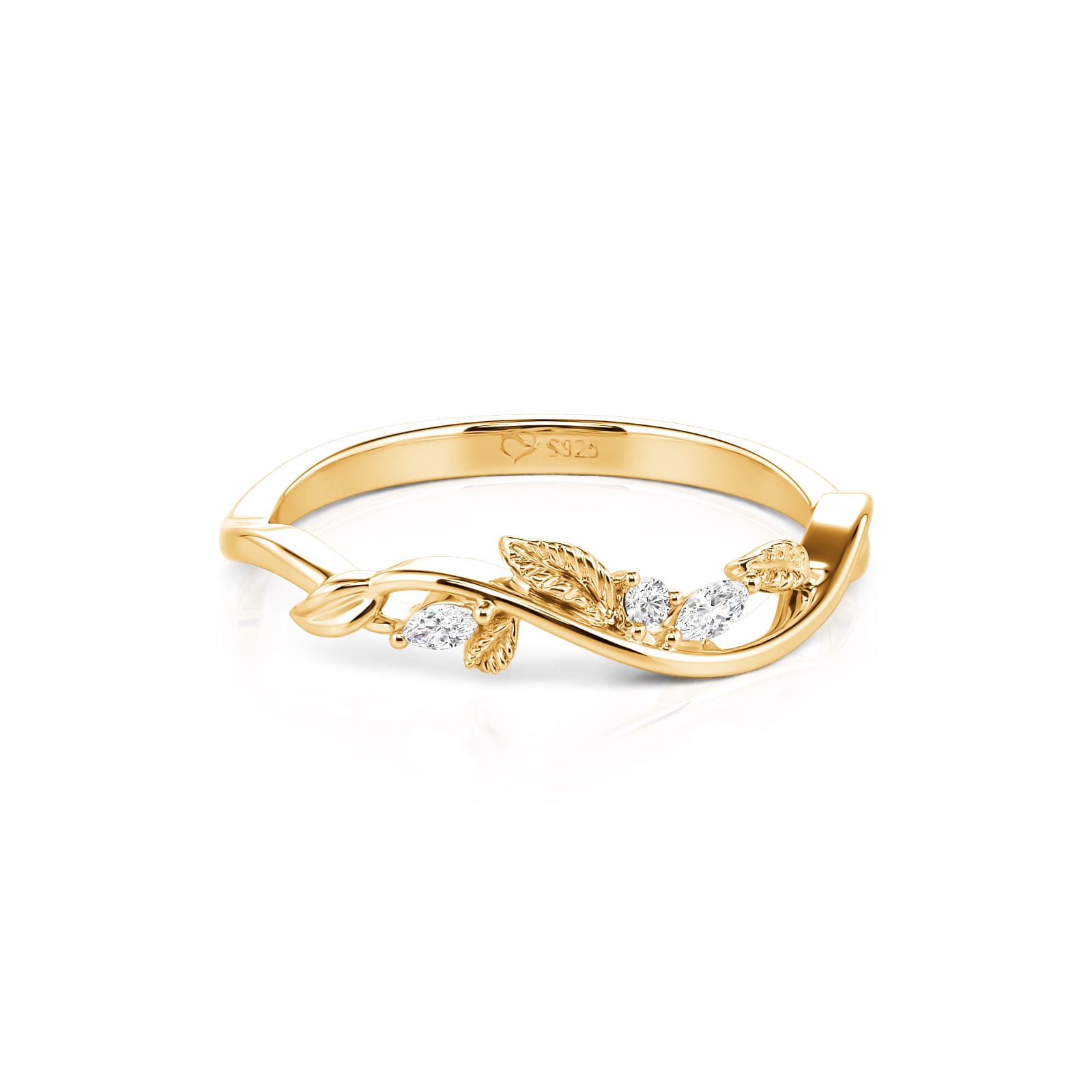 Jeulia Alliance de Mariage Délicate Coupe Marquise Feuille et Vigne