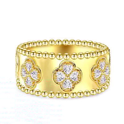 Jeulia "Lucky Day" Heart Cut Four Leaf Clover Sterling Silver Women's Band