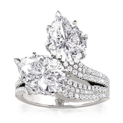 Jeulia Anillo de Compromiso Toi et Moi con Piedras de Doble Pera