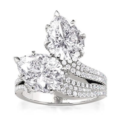 Jeulia Anillo de Compromiso Toi et Moi con Piedras de Doble Pera