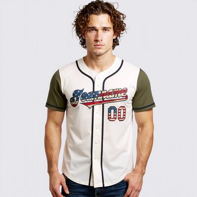 Custom Cream Olive USA Flag Baseball Jersey Salute to Service Personalized Name and Number Ideal for Veteran Events and Patriotic Games