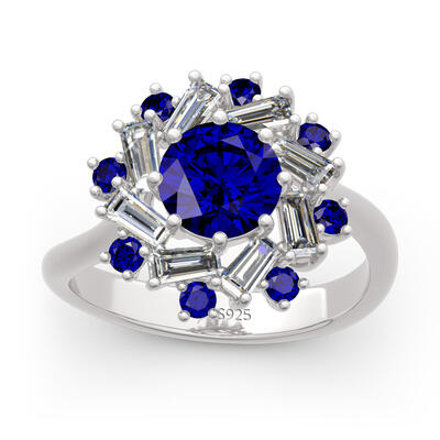 Jeulia Halo Round Cut Sterling Silver Ring