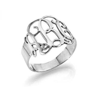 Jeulia Monogram Sterling Silver Ring