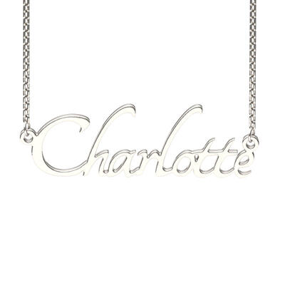 Jeulia Silver Tangerine Style Name Necklace