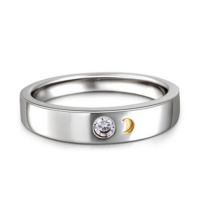 Jeulia "Always & Forever" Moon Design Sterling Silver Men's Band