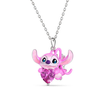 Jeulia "Cherub" Extraterrestrial with Love Enamel Sterling Silver Necklace