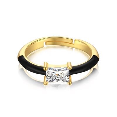 Jeulia Emerald Cut Enamel Sterling Silver Open Ring