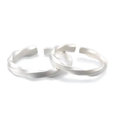 Jeulia Bague de couple Ajustable Torsadé Texture mate Argent Sterling