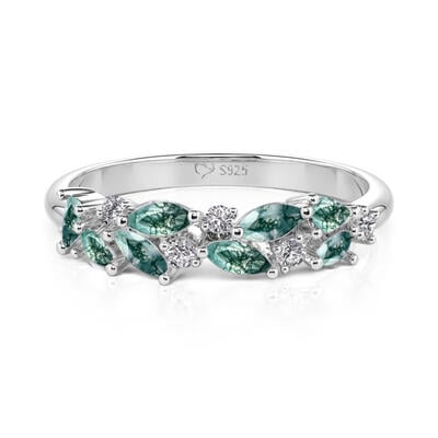 Jeulia Olivetta Moosachat Ring für Damen aus Sterlingsilber