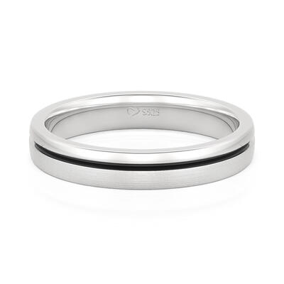 Jeulia Two Tone Brushed and Polished Finish Men's Wedding Band