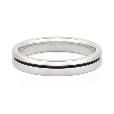 Jeulia Two Tone Brushed and Polished Finish Men's Wedding Band