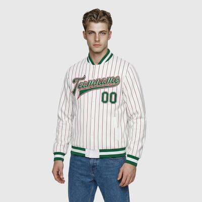 Custom White Pinstripe Letterman Jacket – Great for High School Reunions Athletic Competitions and Everyday Casual Styling