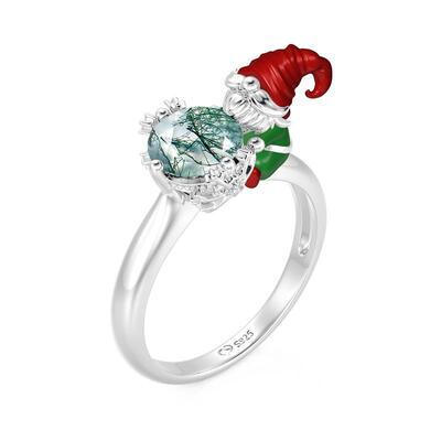 Jeulia Collar Corazón Colgante de Reno Lindo con Ágata Musgo