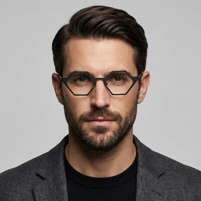 MacArthu Black Geometric Glasses