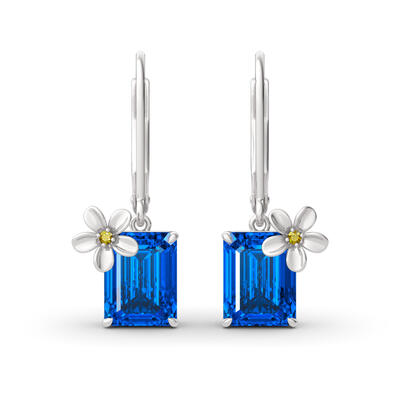 Jeulia "Fragrant Flower" Emerald Cut Sterling Silver Drop Earrings