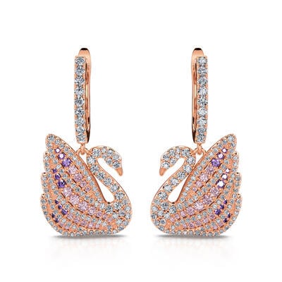 Jeulia Dreamy Swan Rose Gold Tone Sterling Silver Earrings
