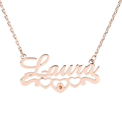 Jeulia "I Will Always Stand by You" Heart Name Necklace with Birthstone