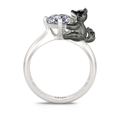 Jeulia Hug Me "Baby Wolf" Round Cut Sterling Silver Ring