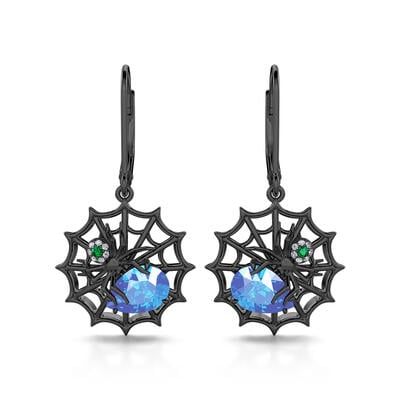 Jeulia "Clever Creator" Spider&Cobweb Pear Cut Sterling Silver Earrings