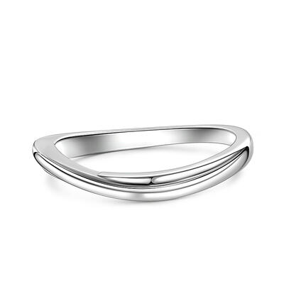 Jeulia S-shaped Design Sterling Silver Men's Band