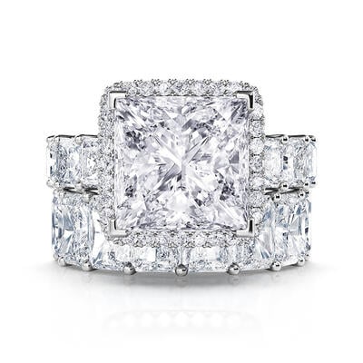 Jeulia Vintage Radiant Cut Women Ring Set Sterling Silver