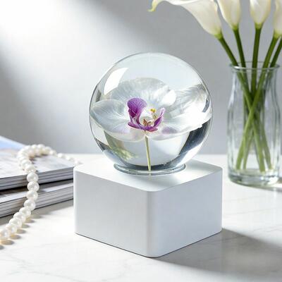 Timeless Bloom Handcrafted Orchid Resin Lamp - Valentine's Gift for Her