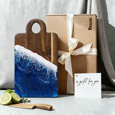 Nautical Hanging Wave Resin Wood Cutting Board - Reslol Rectangular Cheese Board