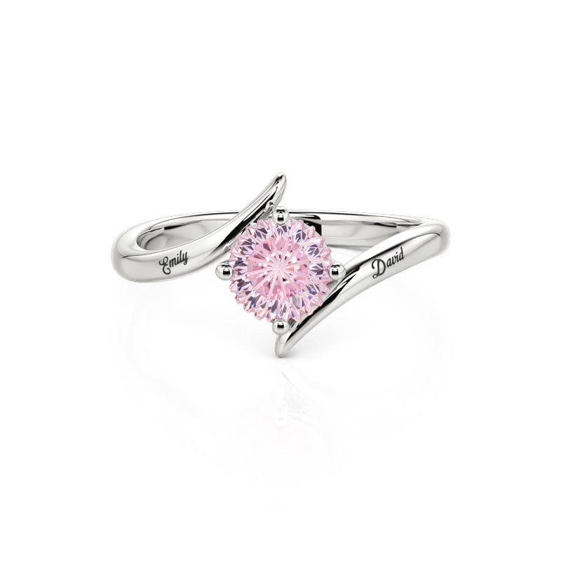 Jeulia Parallel Meet Bypass Pink Starburst Cut Engravable Engagement Ring
