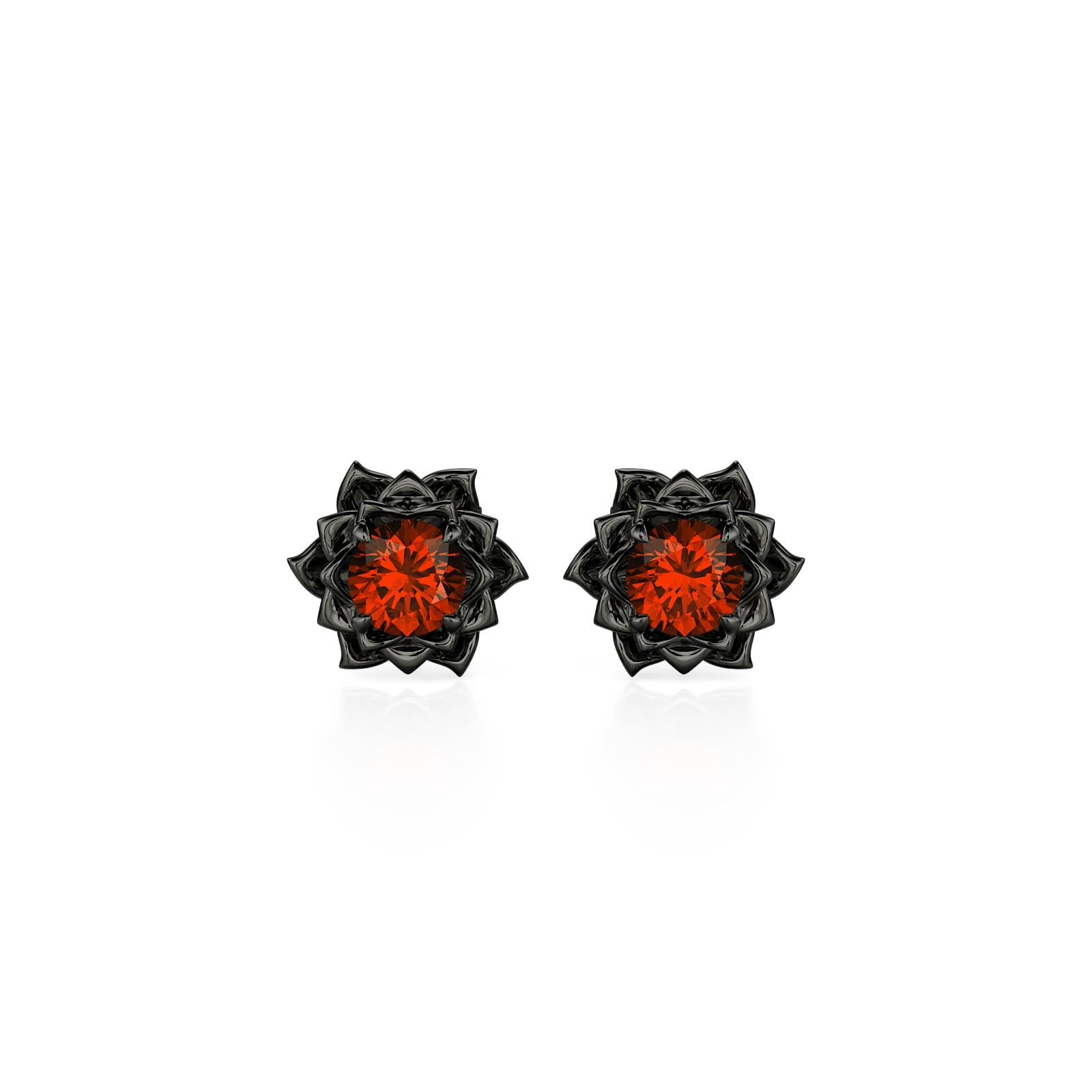 Jeulia Custom Gothic Black Floral Round Cut Birthstone Earrings