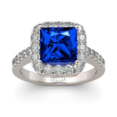 Jeulia Halo Princess Cut Sterling Silver Ring