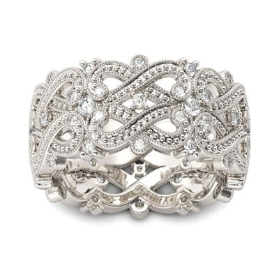 Jeulia Beaded Infinity Sterling Silver Women's Band
