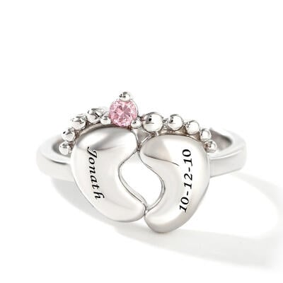Jeulia Baby Feet with Birthstone Ring