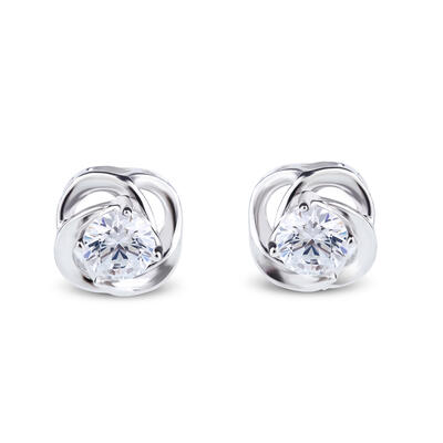 Jeulia Classic Flower Sterling Silver Stud Earrings