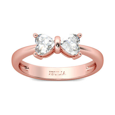 Jeulia Bowknot Heart Cut Sterling Silver Ring