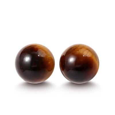 Jeulia "Burst of Courage" Round Natural Tiger's Eye Stud Earrings