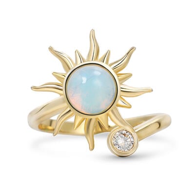 Jeulia "Sunrise Always" Moonstone Sterling Silver Rotating Soothe Open Ring