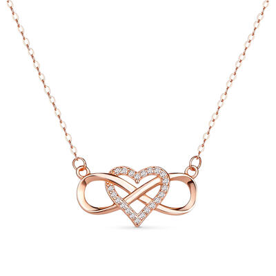 Jeulia "You Complete Me" Infinity Love Heart Sterling Silver Necklace