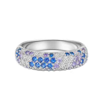 Jeulia Cluster Ring with Round Stone Pavé Color Band