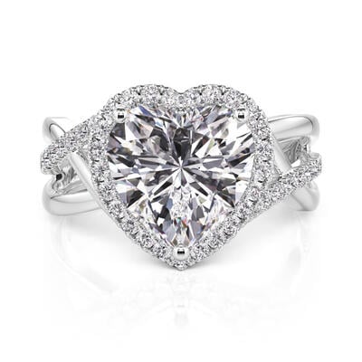 Jeulia Anillo de Compromiso Halo Corazón Trenzado de Plata de Ley