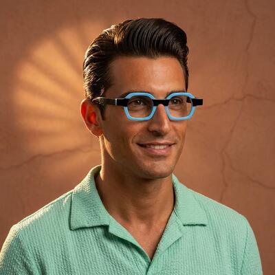Tucker Blue Square Glasses