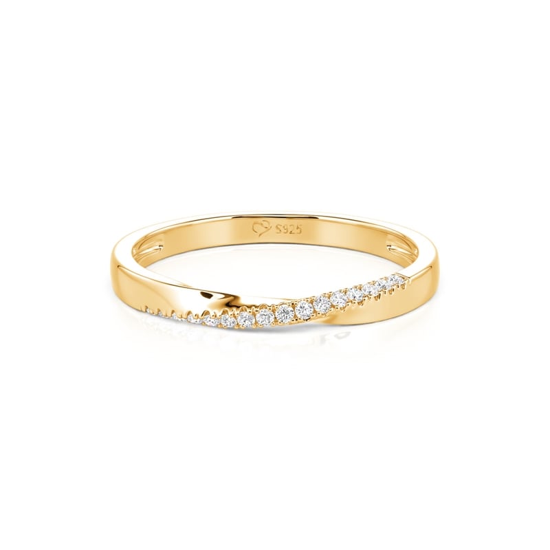 Jeulia Simple Twisted Pave Gold Wedding Band for Women