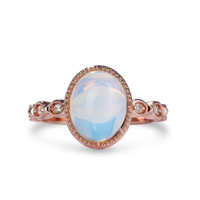 Jeulia "Luna encantadora" Anillo de plata de ley con piedra lunar de corte ovalado