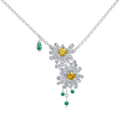 Jeulia Double Daisy Flower Sterling Silver Necklace