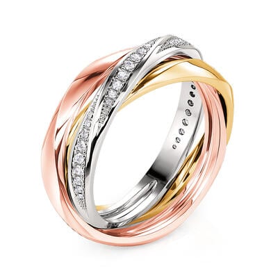 Jeulia Multicolored Trinity Women's Wedding Band
