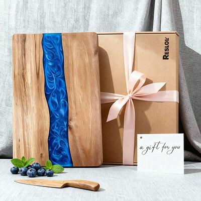 Luxe Resin & Acacia Wood Cutting Board - Handmade Kitchen Essential
